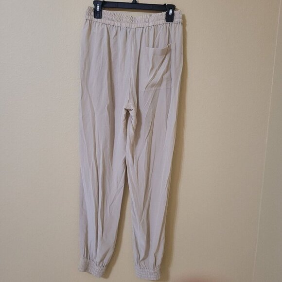 Theory Womens Silk Jogger Pants Beige Size‎ 4 Pockets Office Career Minimalist - Picture 7 of 8